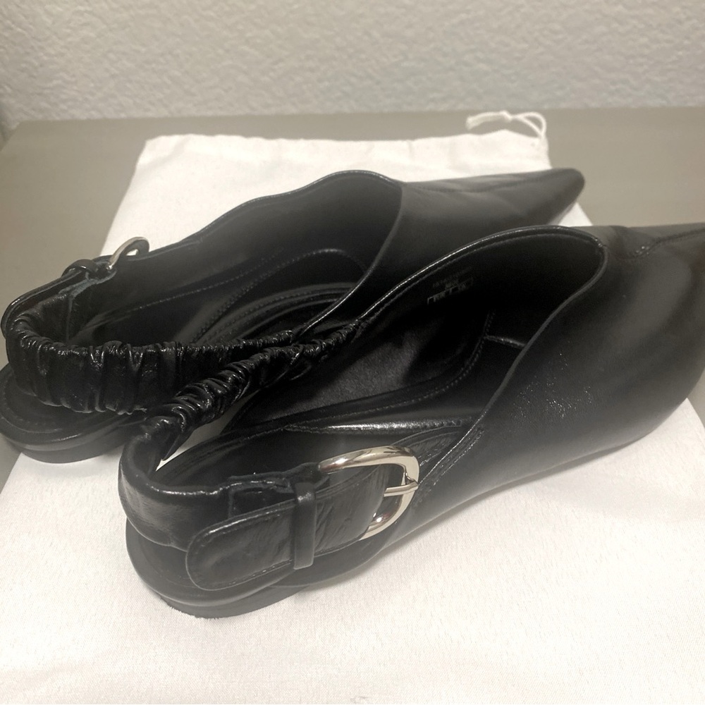 New Zara Pointed Toe Slingback Leather Flat Mules In Black - Size 7.5 UK 38 - Picture 14 of 14